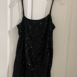 Black Sequin Spaghetti Strap Top